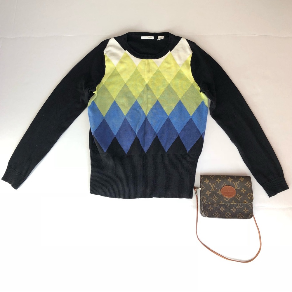 Liz Golf Black & Blue Diamond Argyle Knit Sweater - Picture 2 of 5